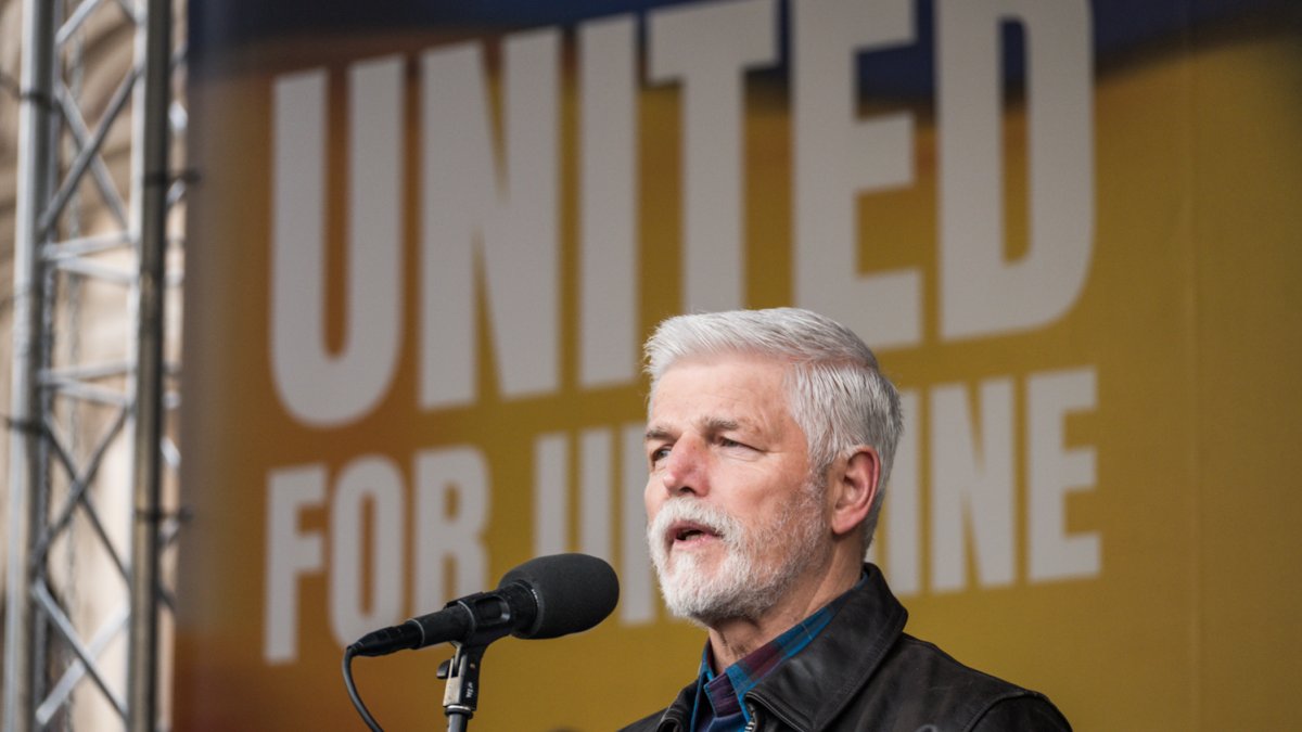 Na Staroměstském náměstí se koná demonstrace na podporu Ukrajiny. (21.2.2026)