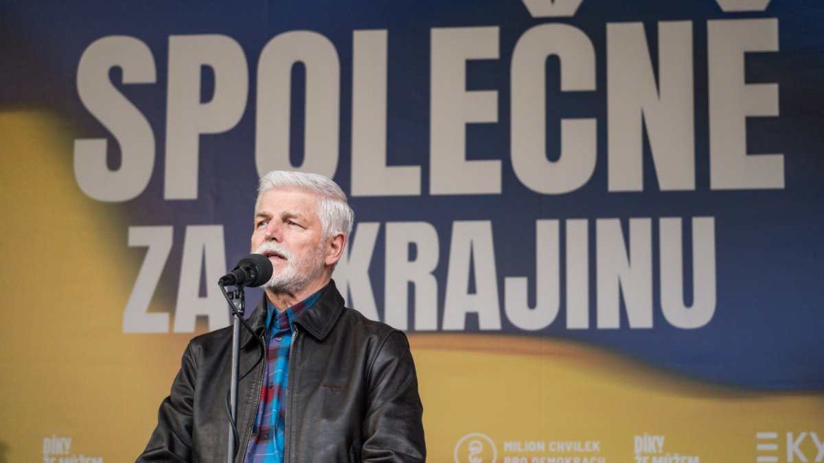 Na Staroměstském náměstí se koná demonstrace na podporu Ukrajiny. (21.2.2026)